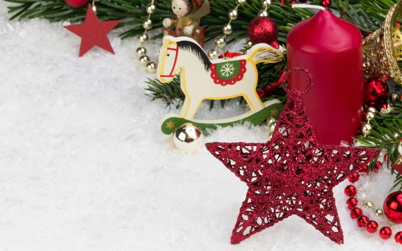720P, christmas, toy, merry, horse, new, year, snow, decoration