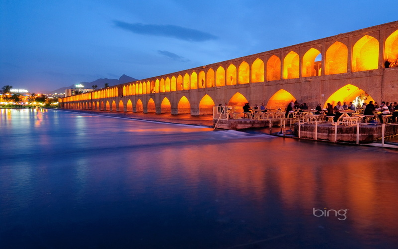 transportation, outdoors, brown, bing, arch, river, nature, night, building exterior, no people, theme, lighted, bridge, dusk, connection, illuminated