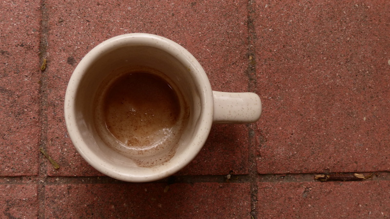 Brick, mug, food and drink, brown, done, day, wall, hot drink, no people, above, still life, cup, Empty, single object, coffee cup, coffee - drink, close-up