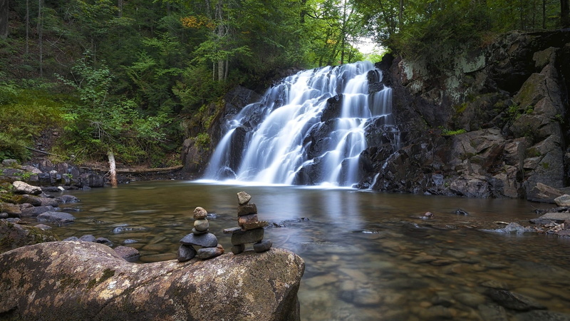 1080P, falls, trees, algoma, robertson, Algoma Highlands, Ontario, waterfall, stones, Canada, forest, creek, Robertson Creek Falls, surrounded, highlands
