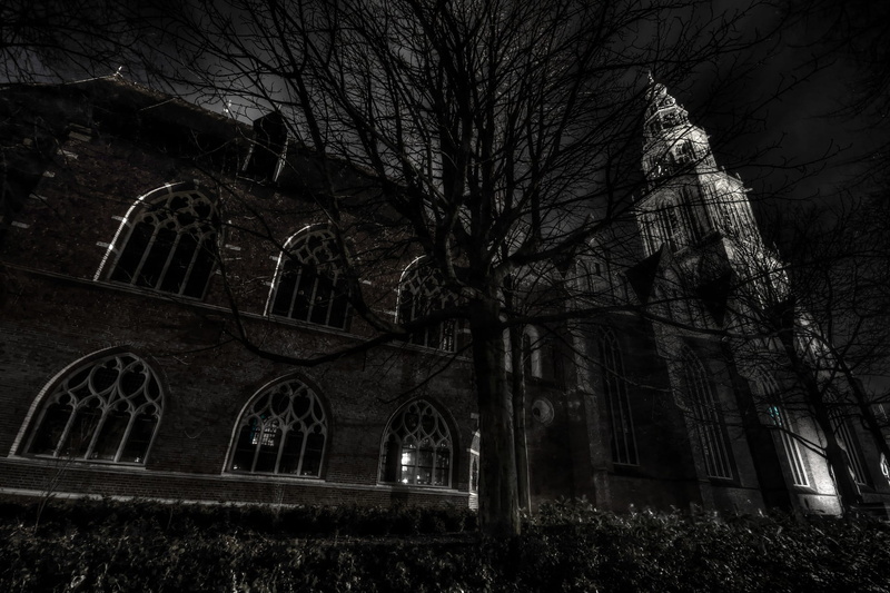 church, spirituality, the past, religion, religious, dark, cathedral, bare tree, christianity, 1080P, construction, history, branch, belief, architecture