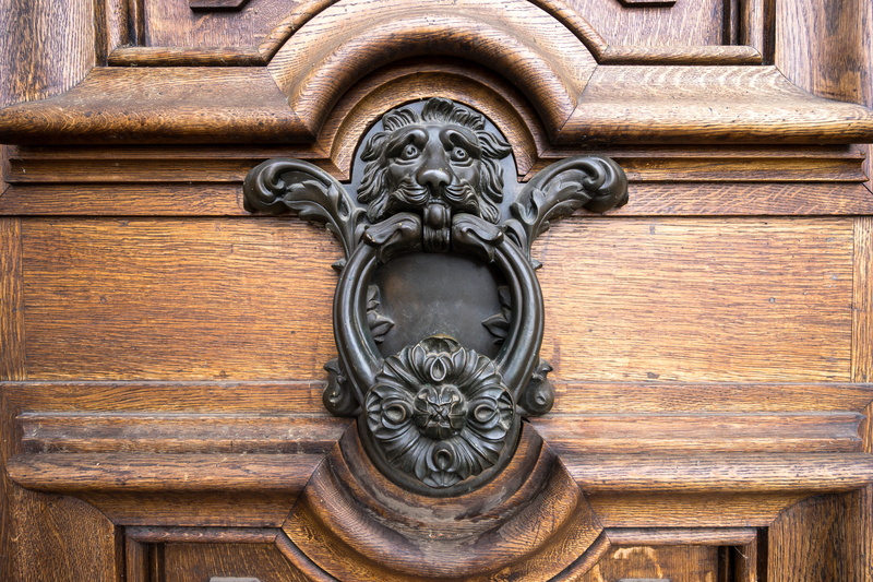 day, ornate, knock, craft, door, historic, representation, door knocker, wood, animal wildlife, security, close-up, architecture, brown, lion, metal, safety