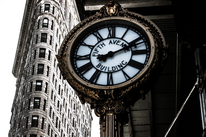 building, ny, wall clock, time, minute hand, day, clock, new york, tower, roman, shape, united states, low angle view, ornate, 5K, building exterior, the past
