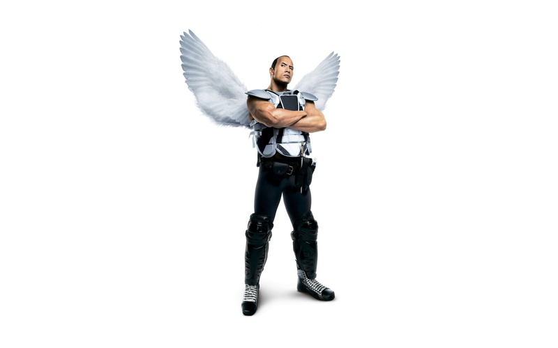 athlete, wings, The tooth fairy, Tooth Fairy, muscles, white background, poster, angel, Dwayne Johnson, fantasy, hockey player, 5K, form