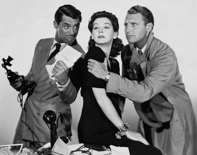 Ralph Bellamy, His Girl Friday, Movie, Rosalind Russell, 1080P, Cary Grant, Black and White