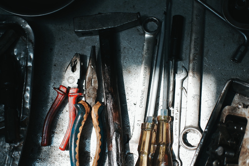 equipment, pliers, hand tool, work tool, no people, variation, 5K, wrench, workshop, high angle view, still life, color, hanging, tool, container, tools