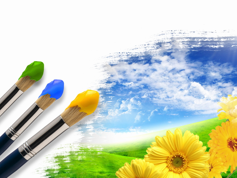 paintbrush, illustration, art, vibrant Color, multi Colored, freshness, green Color, clouds, colors, creativity, backgrounds, paintbrushes, palette, art and craft