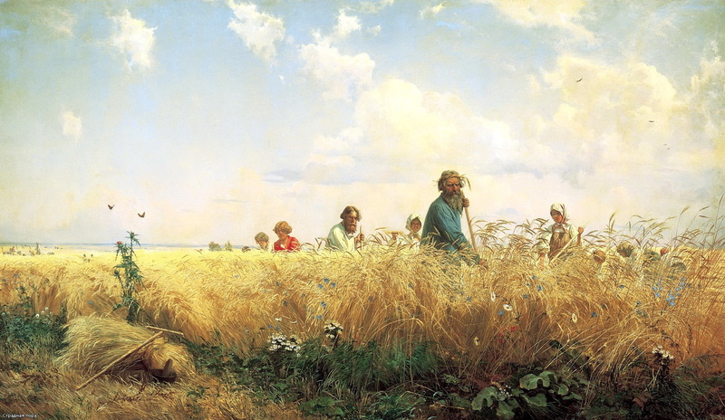 sky, day, adult, men, beauty in nature, lifestyles, Its time for the harvest and hay time, plant, painting, outdoors, teenager, adolescence, Bather G.