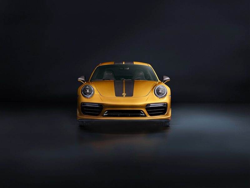 2018, 4K, Porsche 911 Turbo S, photo, car, yellow, Exclusive Series, 4K, black