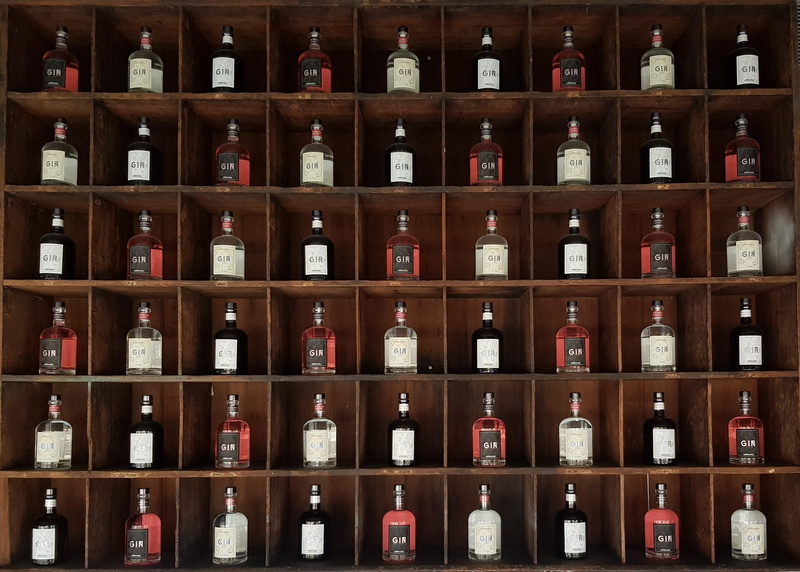 liqueur, variation, order, still life, arrangement, shelves, lot, assorted, beverage, minimal, australia, shelf, gin, alcohol, bottles, indoors, collection