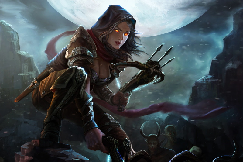1080P, artwork, video games, Diablo III, glowing eyes, Yang Chen, fantasy girl, fantasy art