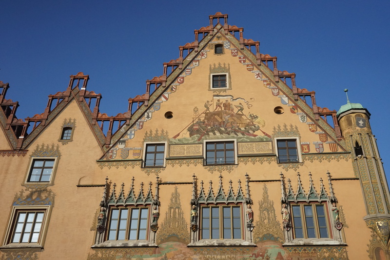 painting, secco painting, day, no people, ulmer hall, history, nature, outdoors, town hall ulm, ulm, sunlight, facade, house, clear sky, sky, town hall