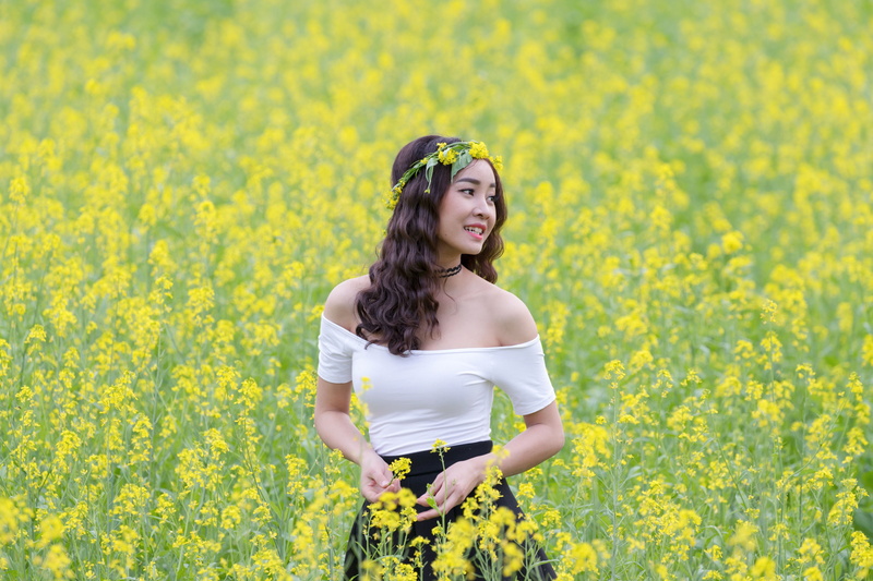 flower reform, oilseed rape, front view, flowering plant, portrait, white, beauty in nature, flower, girl, plant, yellow, fashion, one person, gold, young adult