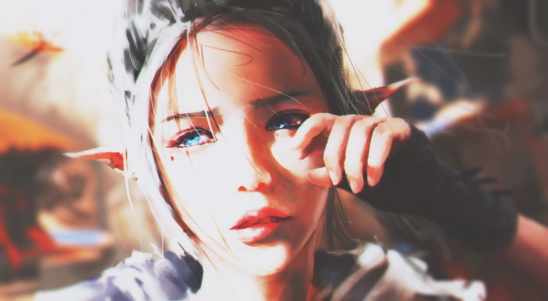 720P, blue eyes, artwork, Sadfrog, fan art, WLOP