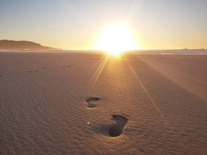 no people, desert, footprint, brightly lit, sand, horizon, twilight, sky, sunlight, land, sunset, tranquility, treads, galicia, dusk, beach, climate, arid climate