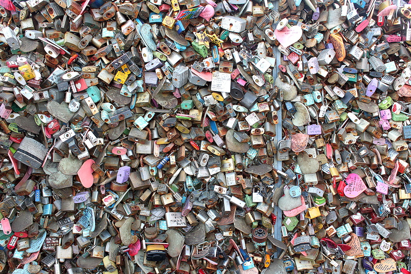 relationship, protection, romance, together, lock, love lock, outdoors, 4K, no people, locks, railing, metal, lovers, large group of objects, day, architecture