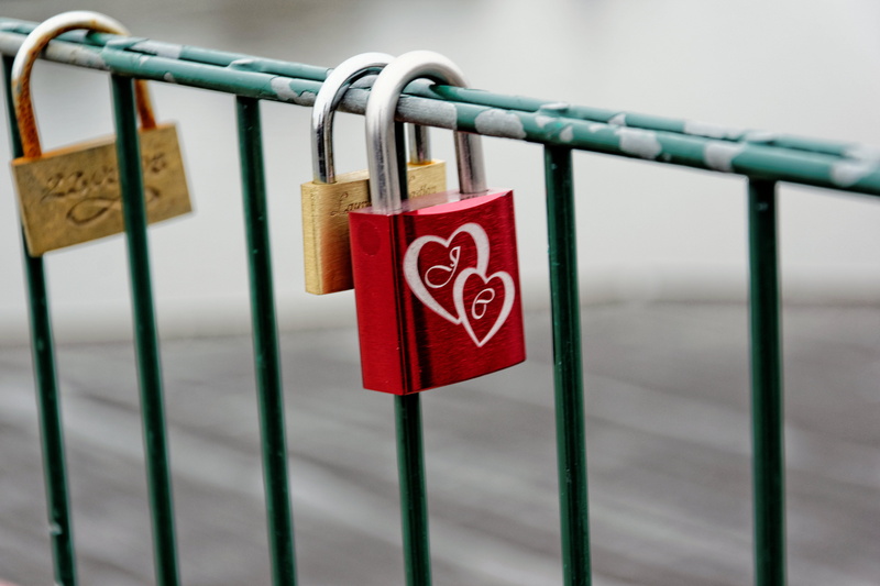 lock, railing, love, bridge, safety, luck, steel, metal, leisure, merchandise, barrier, padlock, oath, iron, love lock, sign, hanging, protection, no people