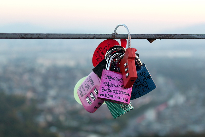 lock, outdoors, lovers, love, luck, text, railing, hanging, together, security, positive emotion, no people, symbol, emotion, heart shape, padlock, bridge - man made structure