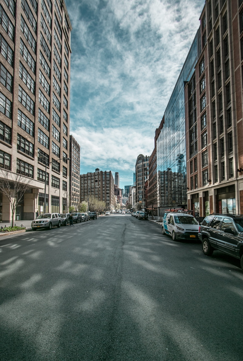 road, built structure, turquoise skies, fidi, wework, arlo, 2K, residential district, surface level, lower east side, new york city, direction, building exterior