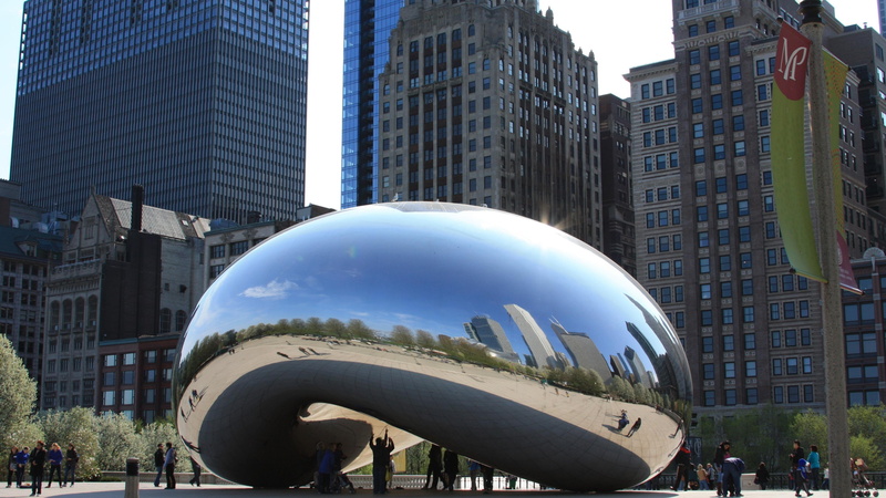 4K, landmark, downtown, sculpture, usa, cloud gate, united states, square, chicago, metropolitan, tourist attraction, building, illinois, the bean, art