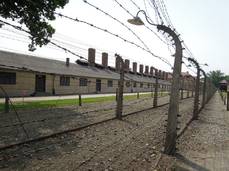 boundary, building exterior, built structure, architecture, nature, building, clear sky, protection, footpath, barbed wire, prison, outdoors, krakow cracow
