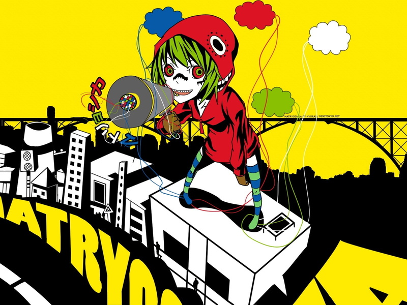 hd, vocaloid, women, green, hair, matryoshka, gumi, people, short, art, megpoid, Music, 720P, x
