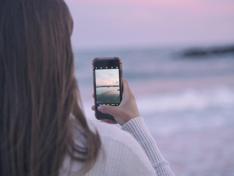 water, sea, one Person, summer, using, photography, smart Phone, rear view, activity, lifestyles, holding, capturing, woman, image, communication, selective