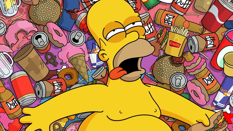 beers, simpsons, bull, cartoons, ice, cream, simpson, donuts, food, beer, duff, krusty, 1080P, clown, red, homer, cigarettes