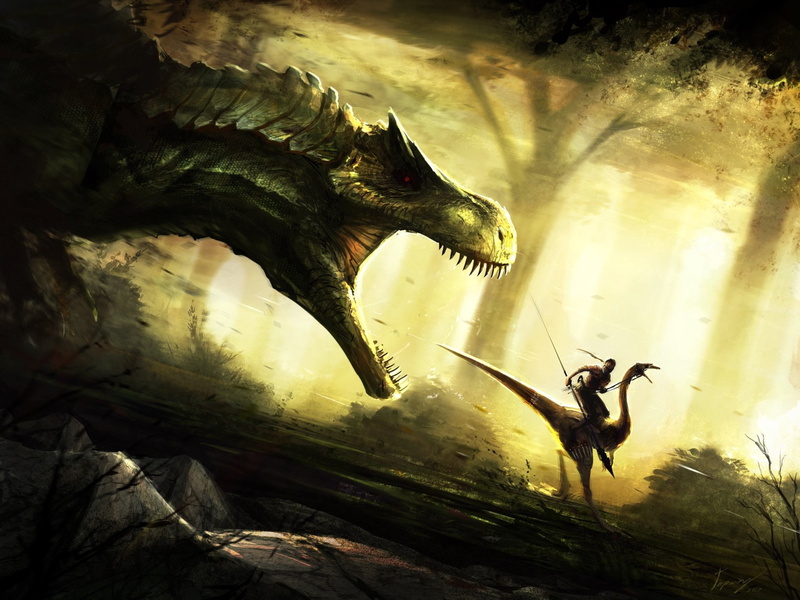 Lance, Fantasy, Dinosaur, Warrior, 1080P, Tyrannosaurus Rex