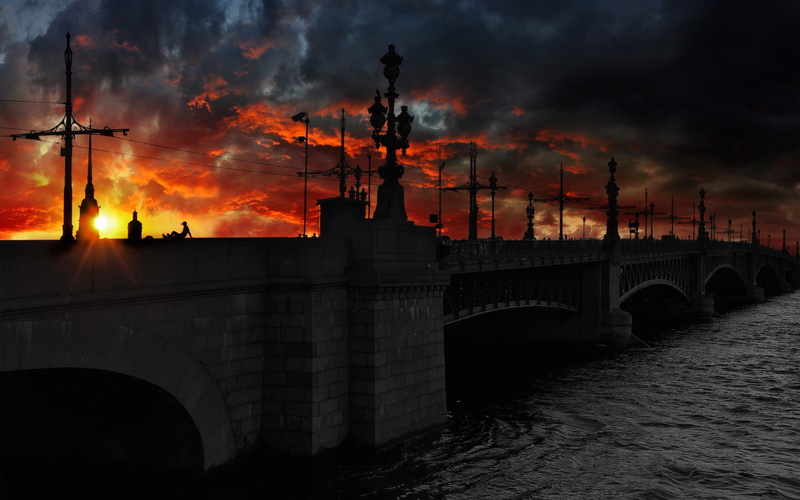 sky, environmental issues, 2K, sign, fire, architecture, bridge - man made structure, accidents and disasters, bridge, smoke - physical structure, sunlight
