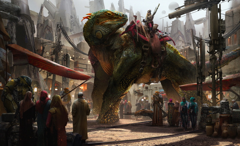 1080P, Giant, People, Sci Fi, Girl, Lizard, Anime, Building, Market