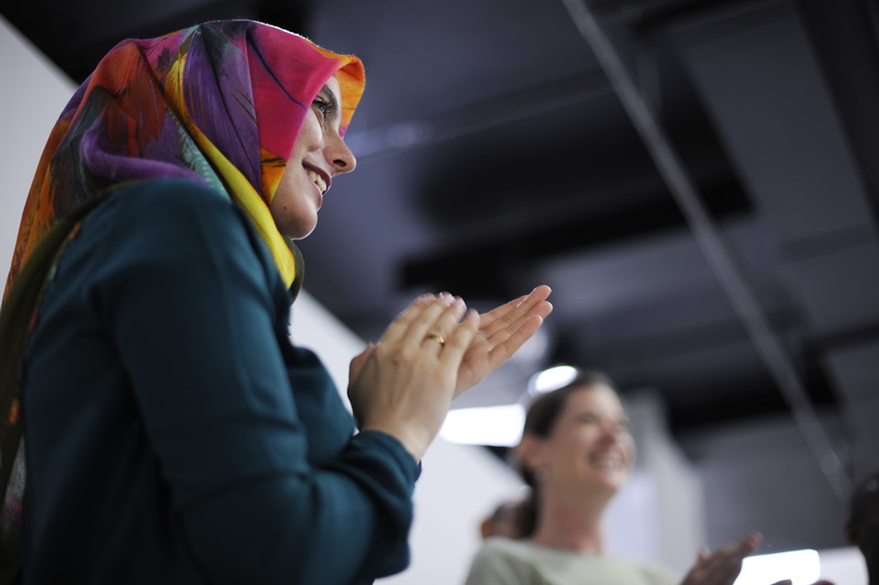 headscarf, 5K, image Type, gold, low angle view, smiling, head scarf, indoors, colored, females, women, floral, happiness, mid adult women, mid adult