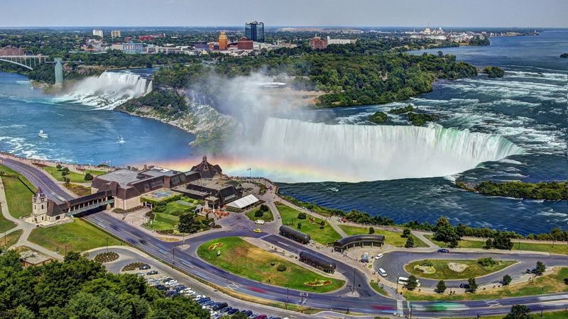 ontario, bridge, flowing water, day, flowing, sea, architecture, motion, high angle view, no people, nature, tree, niagra, plant, 1080P, built structure