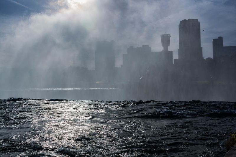 backdrop, united states, niagra falls, sky, air pollution, spray, no people, skyscraper, skyline, pollution, mist, outdoors, built structure