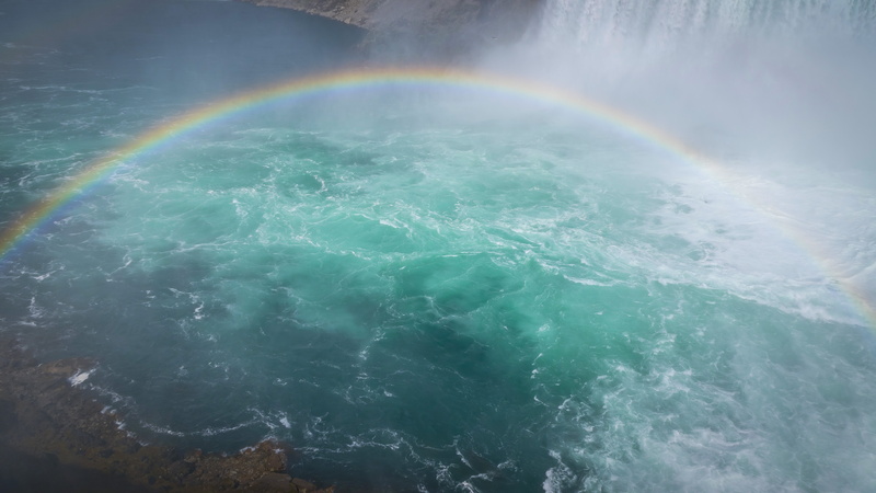 flowing water, niagra falls, no people, turquoise colored, tranquil scene, refraction, sea, 8K, day, waterfall, lapse, beauty in nature, double rainbow