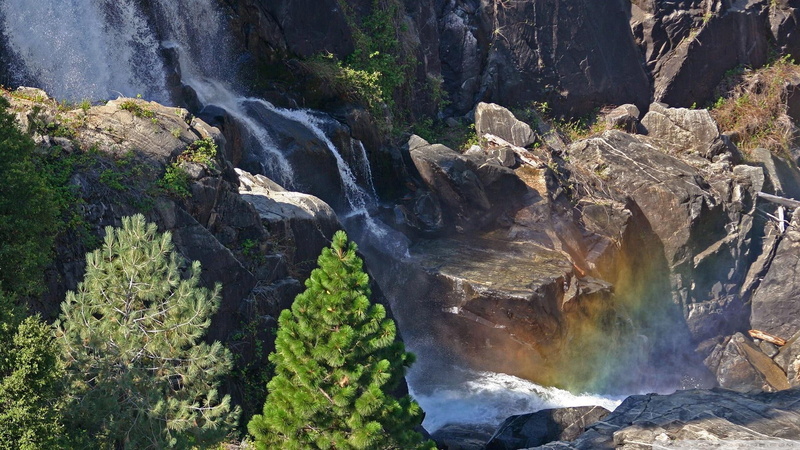 rocky, waterfalls, nature and landscapes, trees, river, rocks, rainbow, 1080P, falls, near
