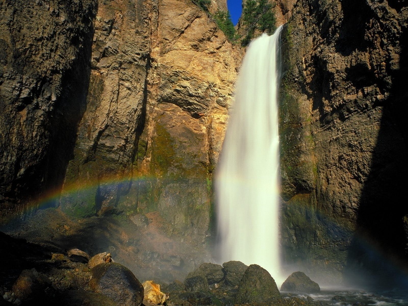 Yellowstone, Rainbow, Waterfall, Nature, Rock, 720P, Waterfalls, Water, Yellowstone Falls