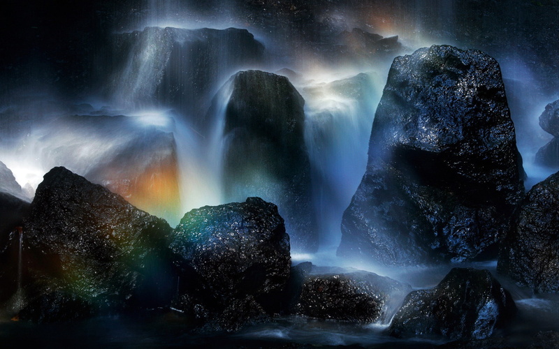 Japan, Sky, tatsuzawa, Falls, Rainbow, 1080P