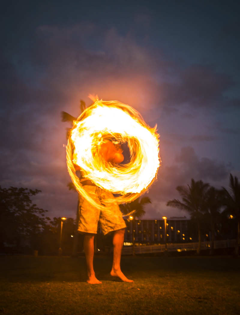 nature, flame, skill, full length, real people, burning, flames, men, sky, night, standing, motion, outdoors, 4K, land, hawaii, united states, heat - temperature