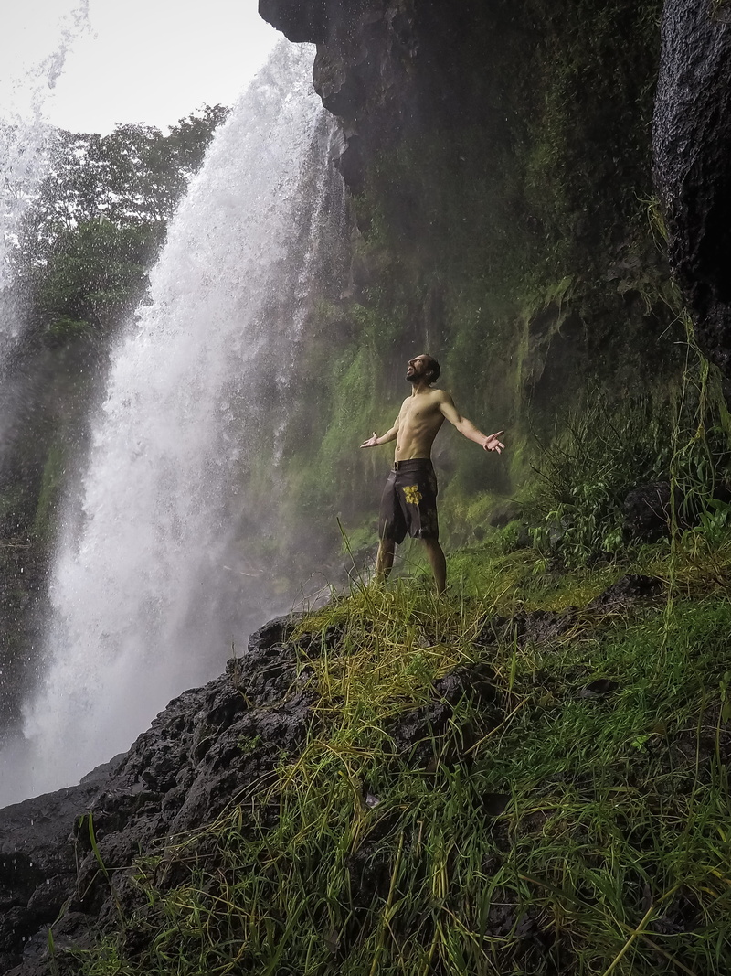 shirtless, scenics - nature, boiling pots, 2K, full length, waterfall, united states, solid, land, rock, lifestyles, motion, hawaii, one person, beauty in nature