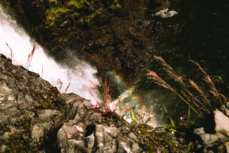 scenics - nature, water, hilo, power in nature, landscape, beauty in nature, rainbow falls, rock, flowing, motion, long exposure, tree, growth, rainforest