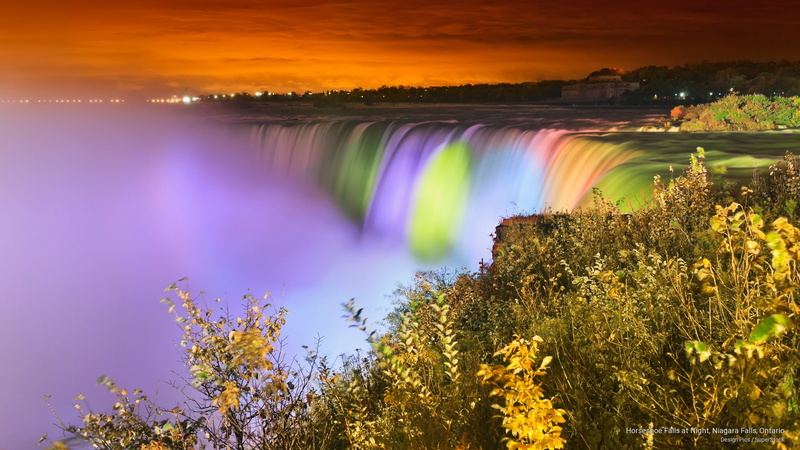 Waterfalls, ontario, 2K, night, horseshoe, falls, niagara