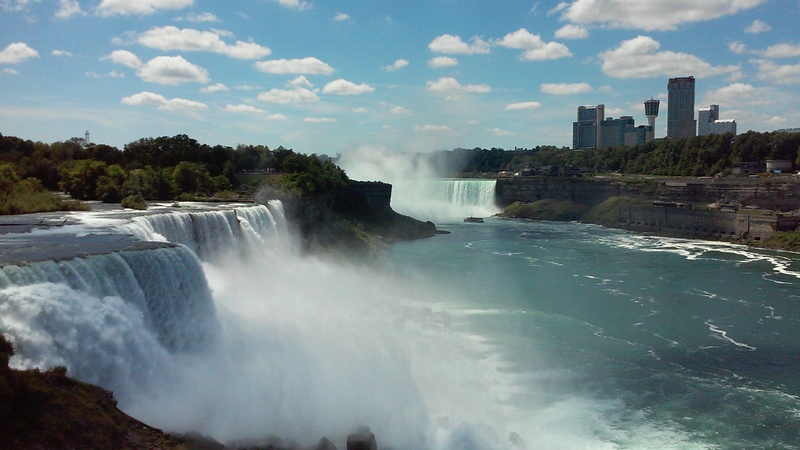 waterfall, wet, border, flowing, motion, canada, canadian, niagara, power in nature, sky, outdoors, american, famous Place, falling, tourism, city, power