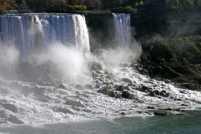 rapid, rock - object, tree, niagara falls, no people, daytime, landmark, waterfall, travel, 2K, ontario, white, cliff, mist, natural, motion, solid, outdoors