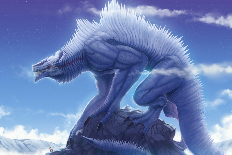 tea, space, art, stars, godzilla, Clouds, hd, monsters, 720P, fantasy, green, anime
