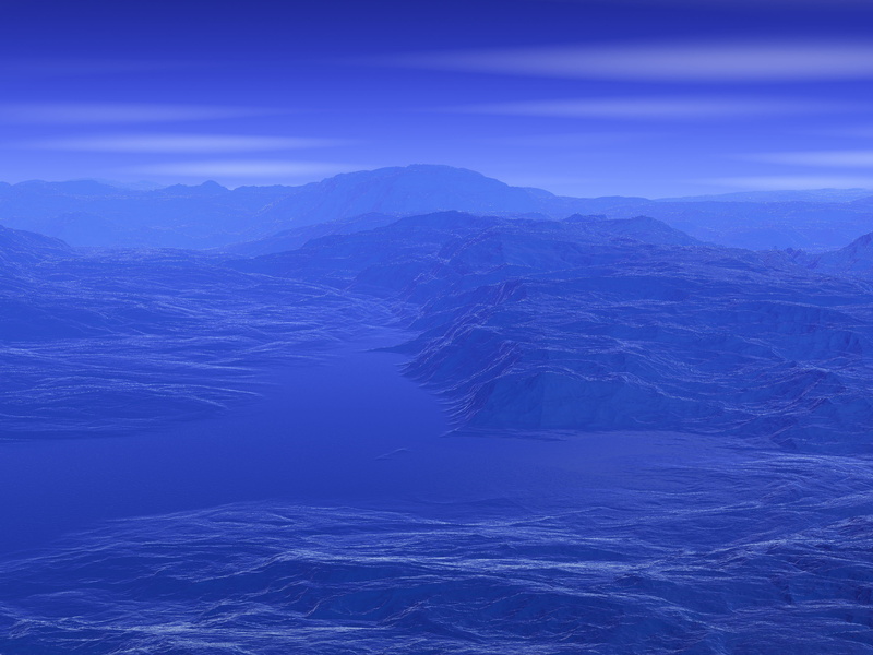 fog, 3d, cold, scenics - nature, environment, strange, land, zing, blueish, helium, virtual, no people, cosmos, scene, winter, hills, 4K, nature, atmosphere