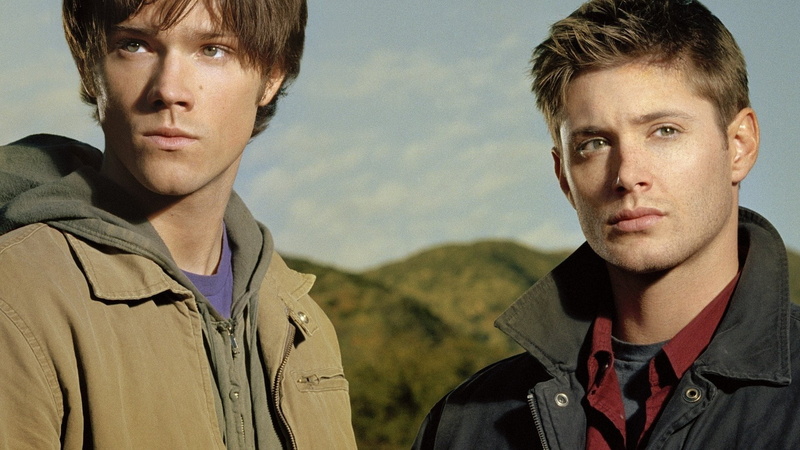 headshot, young adult, outdoors, TV Show, clothing, day, people, sky, men, young men, teenager, looking at camera, leisure activity, Supernatural, two people