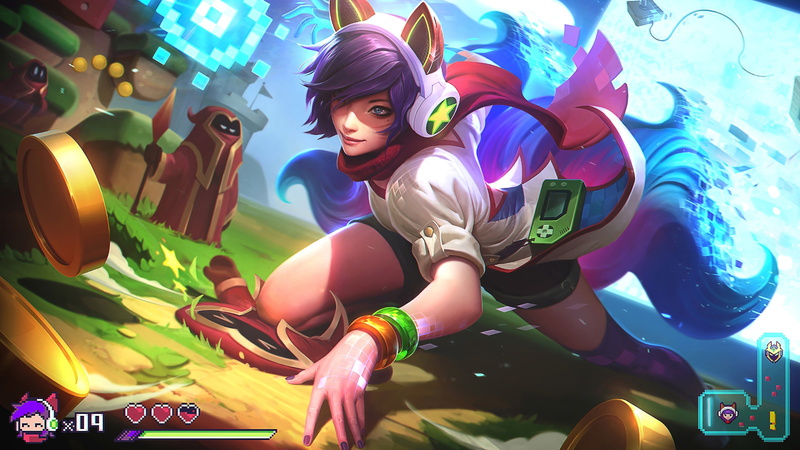 video games, Splash screen, arcade, pixels, Ahri (League of Legends), 4K, nine tails, League of Legends