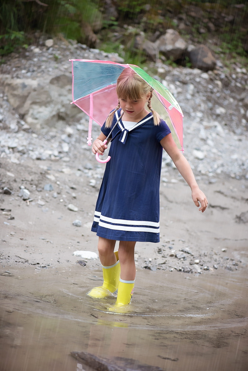 summer rain, one person, males, full length, umbrella, human, holding, portrait, wearing, females, offspring, innocence, nature, child, 4K, leisure activity