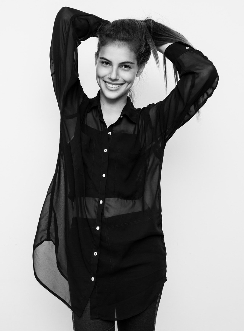 women, monochrome, see-through clothing, 720P, hands on head